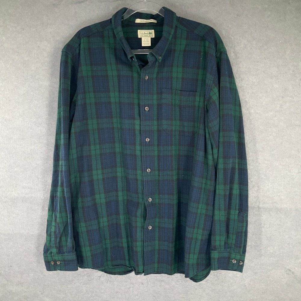 LL Bean Mens Plaid Flannel Shirt Traditional Fit Long Sleeve Button‎ Up XL